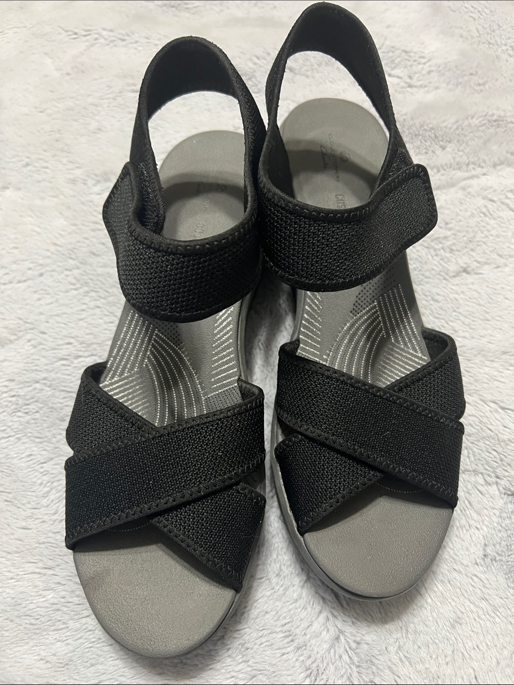 Clarks Cloudsteppers Black Strappy Slingback Comfort Sandals